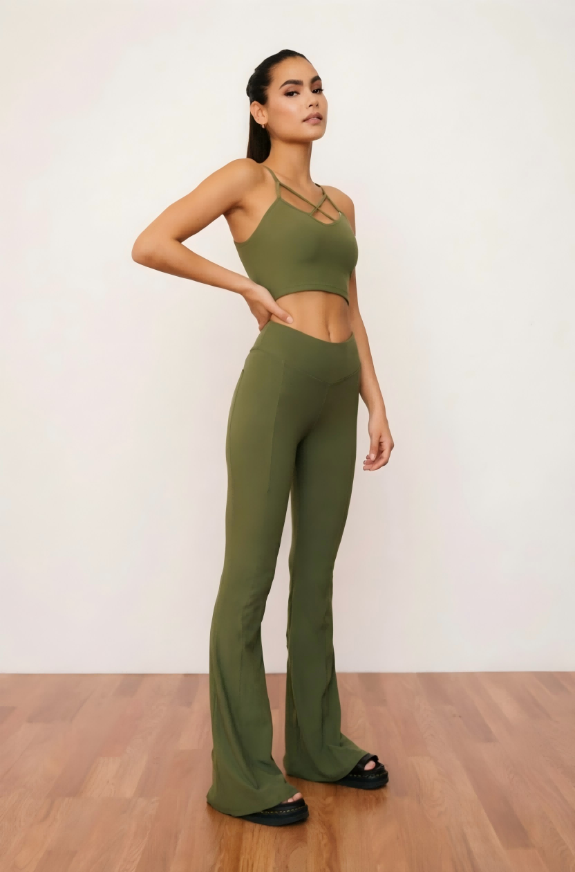 SINOPHANT Elara High Waisted Flare Leggings with Pockets