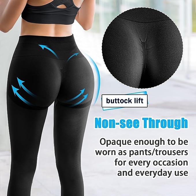 SINOPHANT Sports Leggings, Women's High Waist, Scrunch Butt Push Up Leggings, Seamless Elastic Yoga Trousers