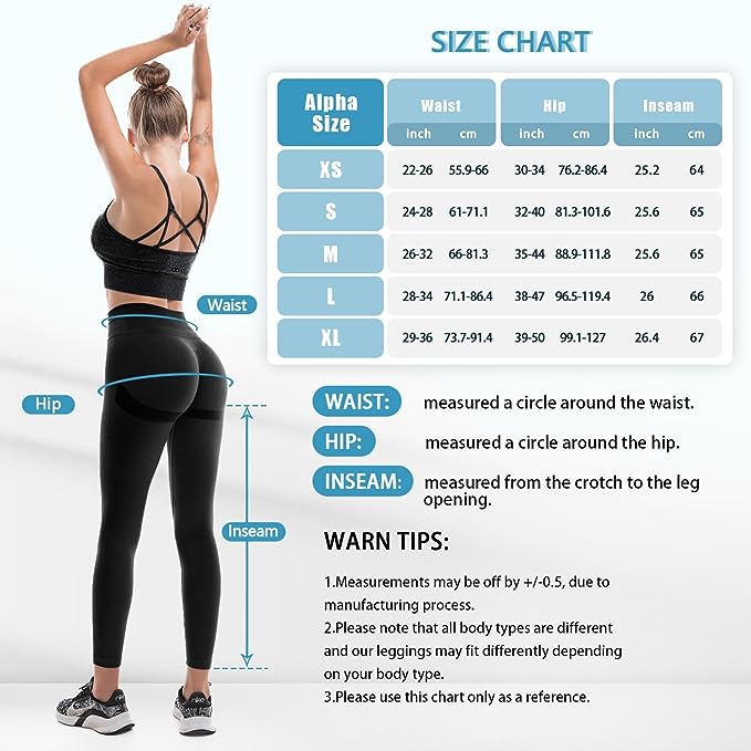 SINOPHANT Sports Leggings, Women's High Waist, Scrunch Butt Push Up Leggings, Seamless Elastic Yoga Trousers