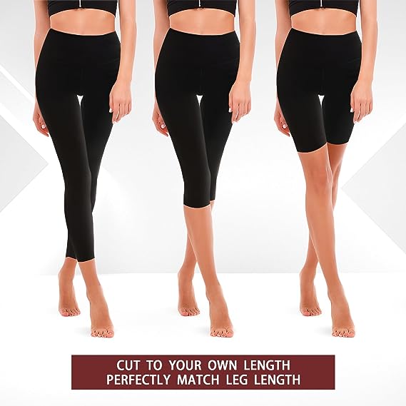 Cuttable Leggings with Inside Pocket for Women,High Waisted Tummy Control Soft Slim Workout Leggings