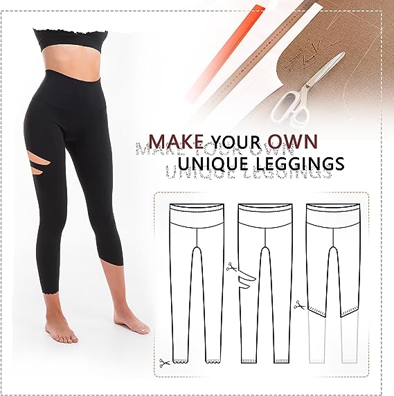 Cuttable Leggings with Inside Pocket for Women,High Waisted Tummy Control Soft Slim Workout Leggings