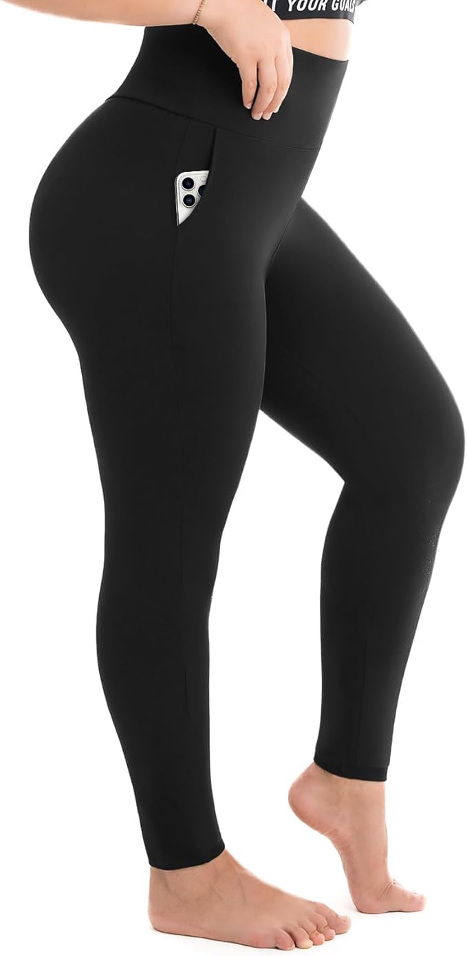 SINOPHANT Plus Size Leggings for Women with Pockets,Women's High Waisted Stretchy XXL-4XL Leggings for Gym Workout