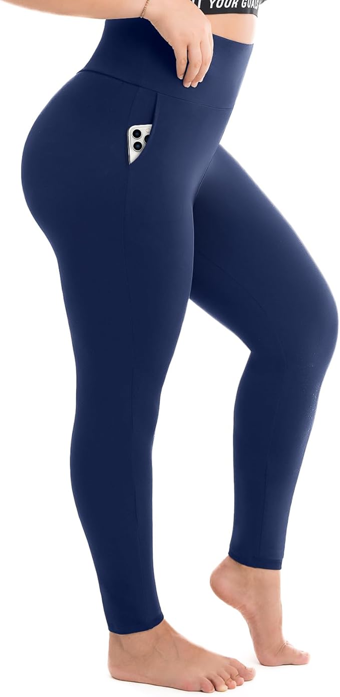 SINOPHANT Plus Size Leggings for Women with Pockets,Women's High Waisted Stretchy XXL-4XL Leggings for Gym Workout