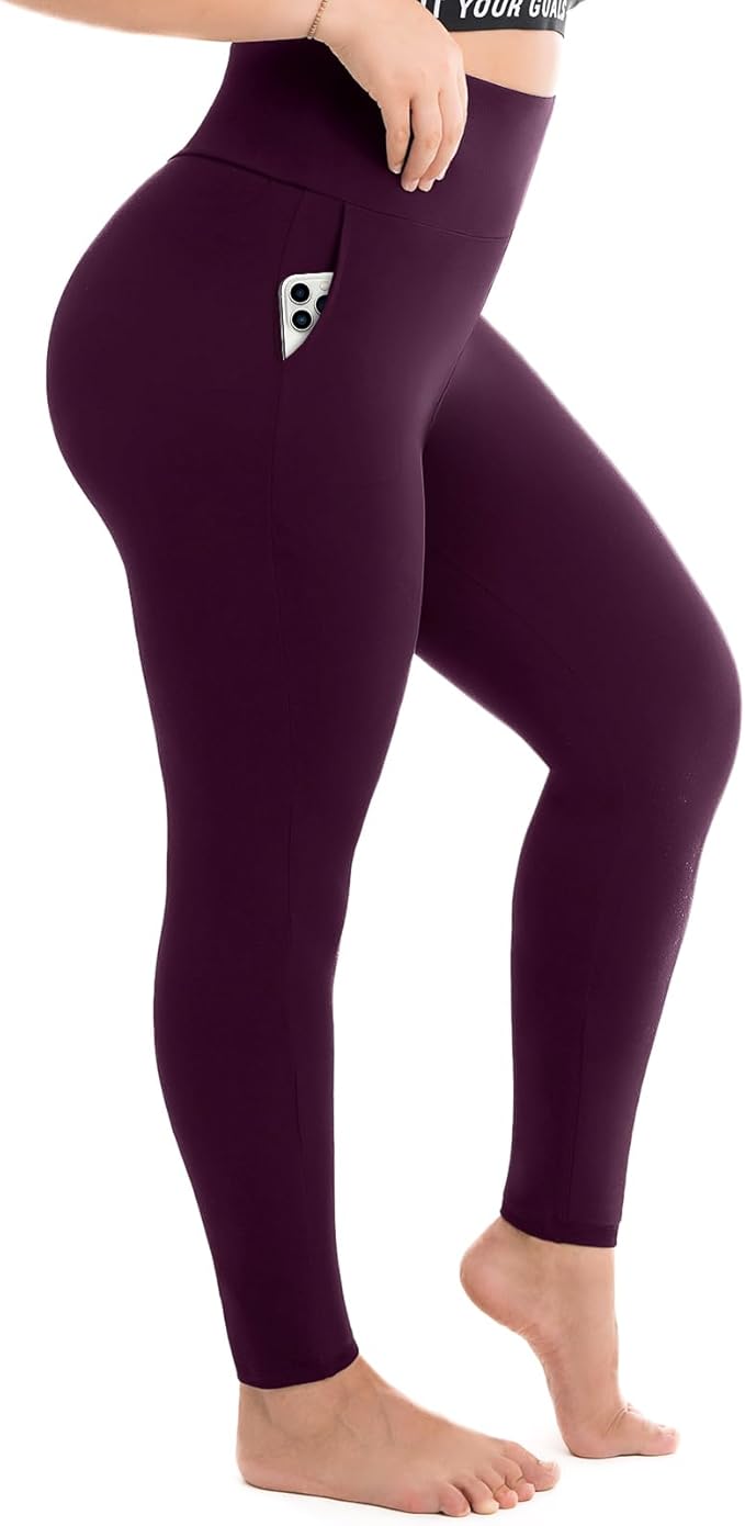 SINOPHANT Plus Size Leggings for Women with Pockets,Women's High Waisted Stretchy XXL-4XL Leggings for Gym Workout