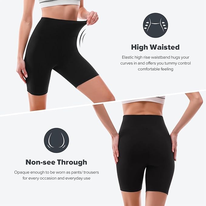 SINOPHANT High Waisted Women Biker Shorts - 6” Buttery Soft Elastic Tummy Control Shorts for Gym, Yoga, Workout