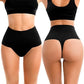 SINOPHANT High Waisted Thongs for Women, No Show Underwear Tummy Control Panties 4 Packs