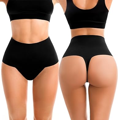 SINOPHANT High Waisted Thongs for Women, No Show Underwear Tummy Control Panties 4 Packs