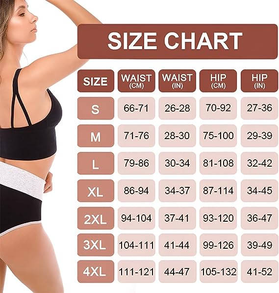 SINOPHANT High Waisted Underwear for Women, Stretchy Soft Breathable Postpartum Cotton Panties for Ladies 6 Packs
