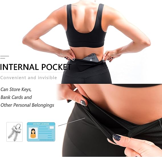 Cuttable Leggings with Inside Pocket for Women,High Waisted Tummy Control Soft Slim Workout Leggings