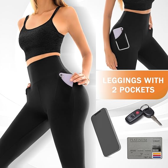 Leggings for Women, High Waist Gym Leggings with Pocket for Workout Running Exercise