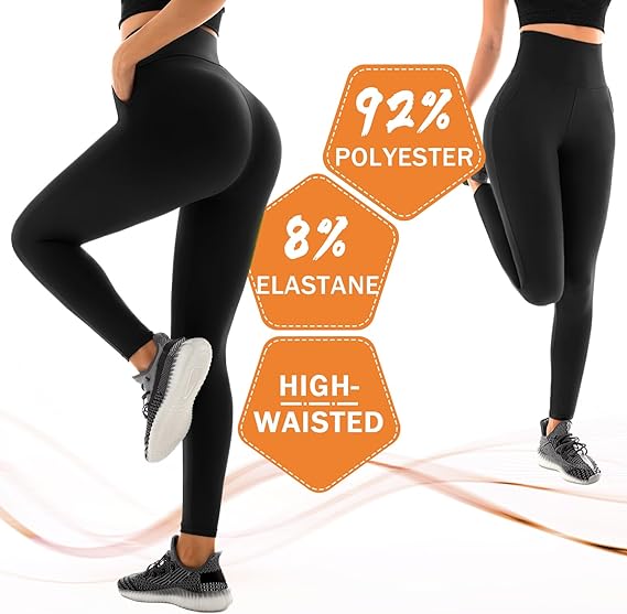 Sanpetix High Waisted Leggings for Women UK, Black Tummy Control