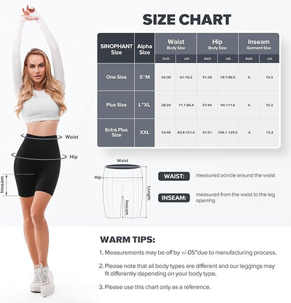 SINOPHANT High Waisted Women Biker Shorts - 6” Buttery Soft Elastic Tummy Control Shorts for Gym, Yoga, Workout