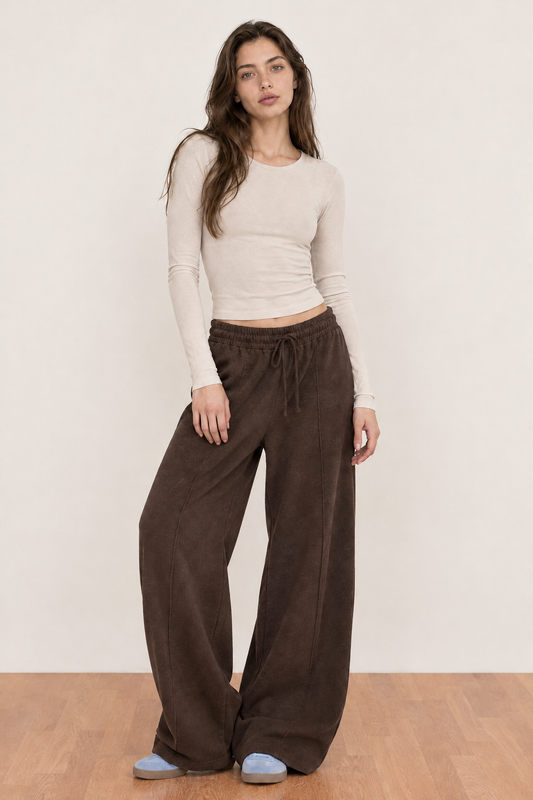 SINOPHANT Adjustable Wide-Leg Sweatpants with Pockets