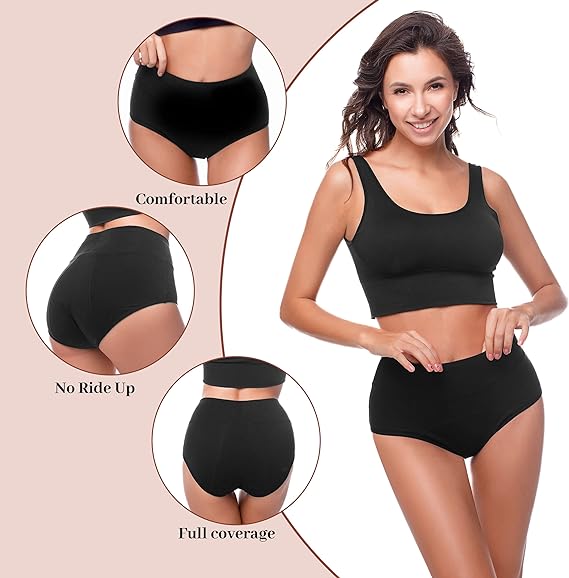 Menstrual Underwear for Women, Cotton Knickers Multipack with Leakproof Crotch for Heavy Flow Extra Protection