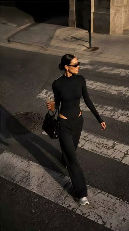SINOPHANT Turtleneck Long Sleeve Bodysuit