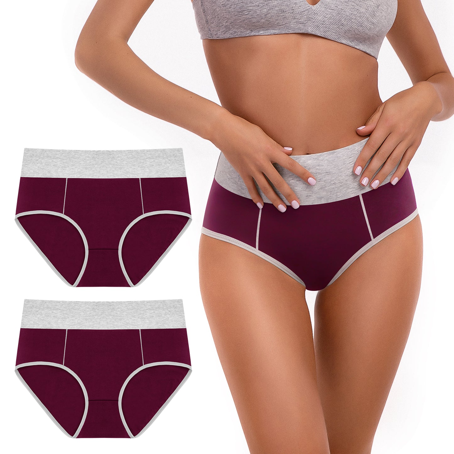 SINOPHANT Ladies Cotton Knickers Hight Waisted Knickers Multipack Buy2Get1  Free