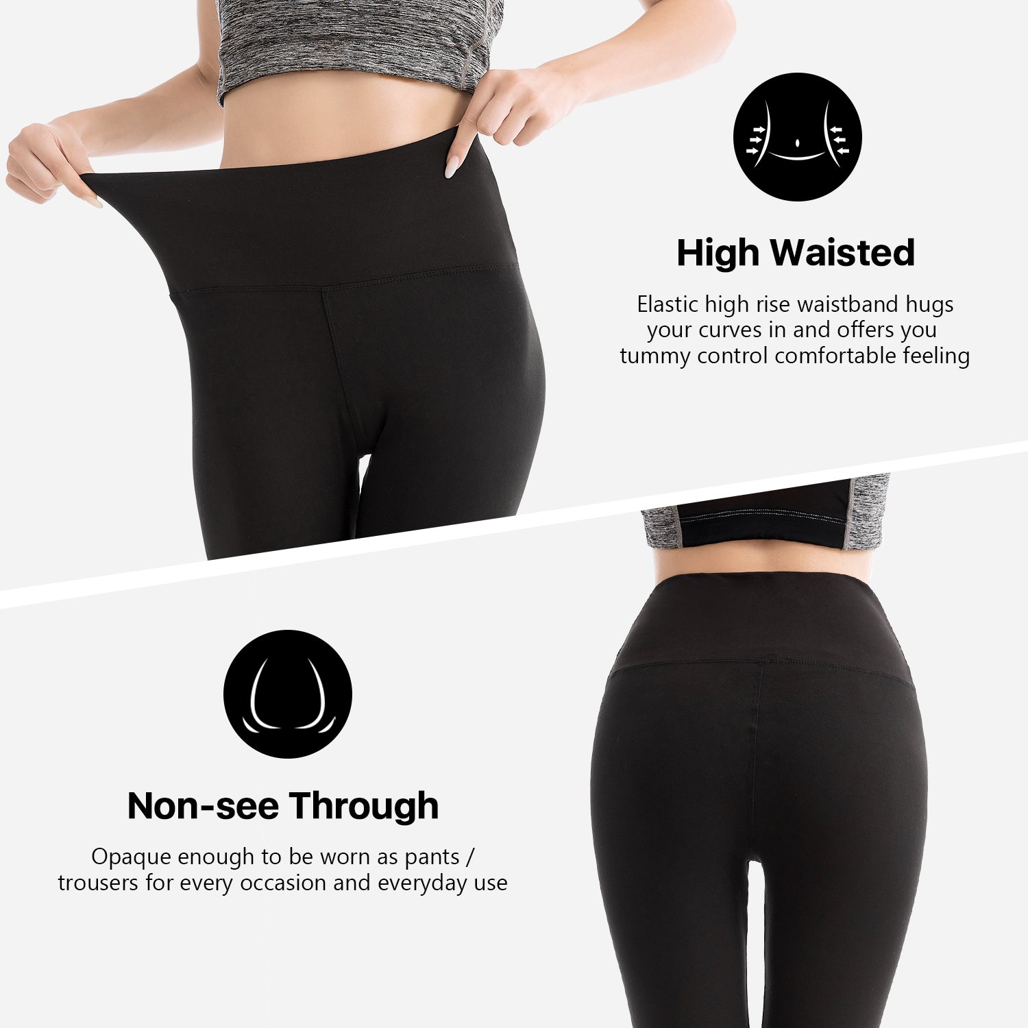  VALANDY Women's High Waist Tummy Control Yoga Pants Workout Running  Sports Tights Leggings Black One Size : VALANDY: Sports & Outdoors