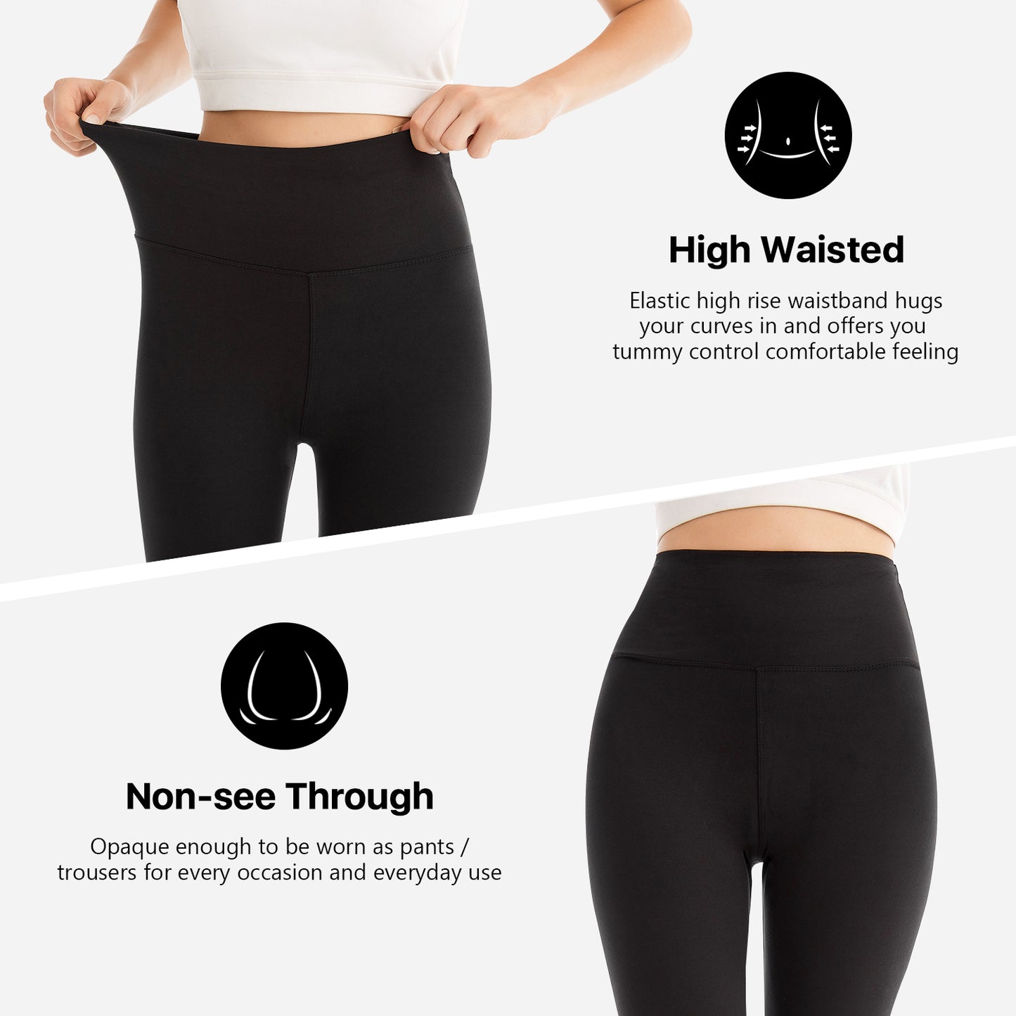 Sinopant High Waisted Slim Stretchy Cropped  Pants Black Yoga Plus Size Leggings For Women