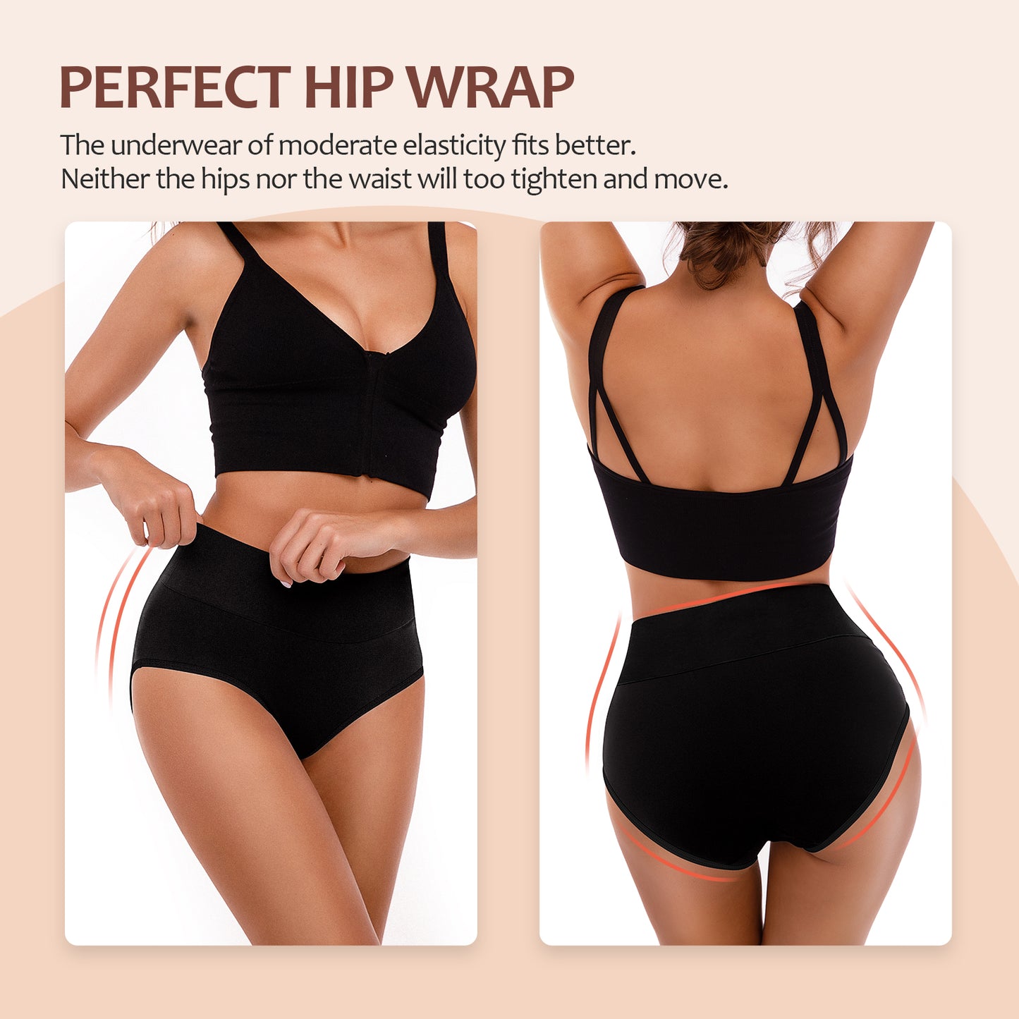 Sinopant Ladies Cotton High Waisted Underwear For Women Solid Knickers