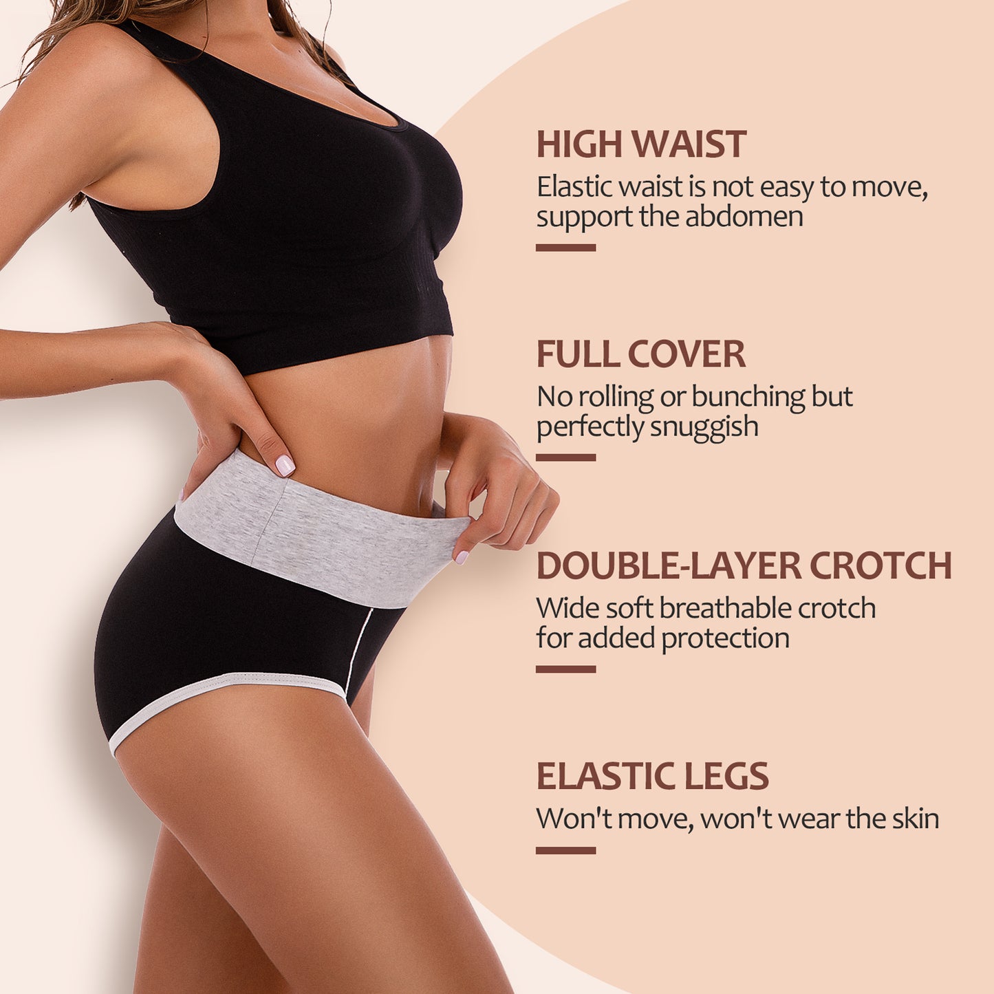 Sinopant High Waisted Cotton Underwear For Women Knickers