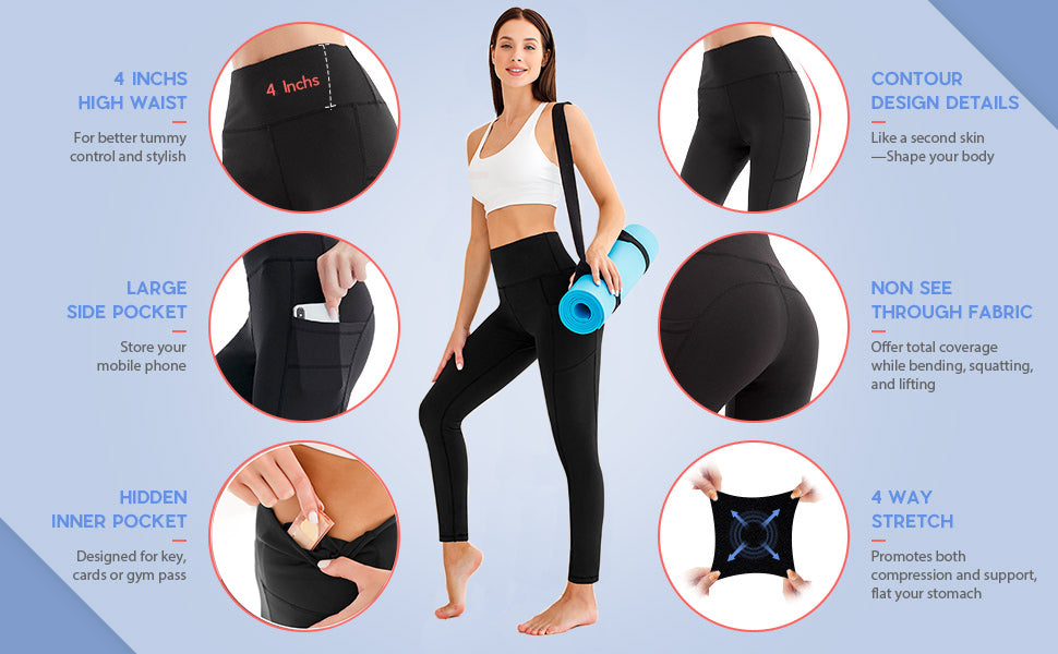 Women Waist Trainer Tummy Control Yoga Pants with Pockets Body